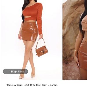 Croc patent leather mini skirt